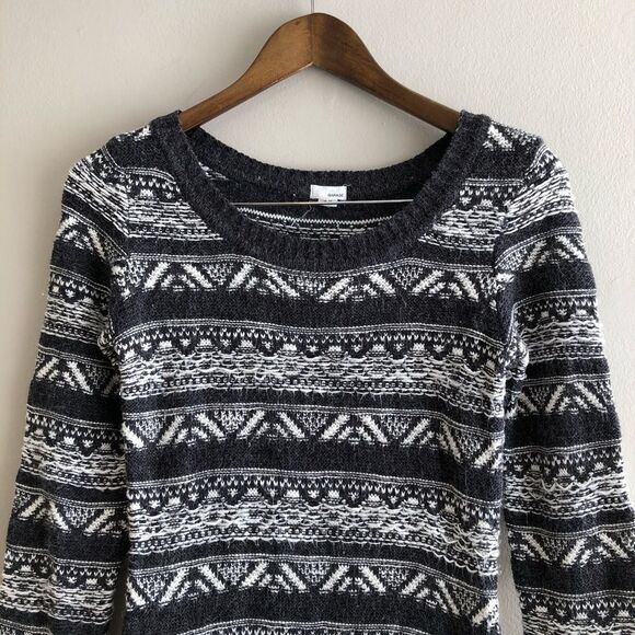 Garage Comfy Stretch Knit Stripe Scoop Neck Long Sleeve Mini Dress Grey - Picture 3 of 13